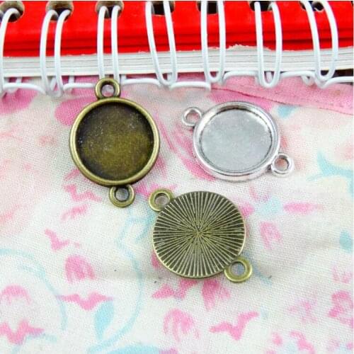 60pcs 12mm Inner Size Antique Bronze Plated Antique Silver Plated Base Cameo Setting Charms Pendant