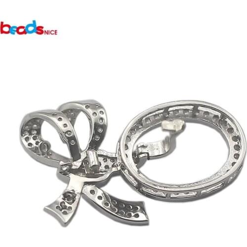 Beadsnice new 925 silver jewelry setting flower pendants crystal micro pave wholesale pendant clasp for women ID 30053