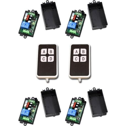 Burst Section 110V 220V 1CH Wireless Remote Control Switch 1Transmitter with 4Buttons +4Receiver