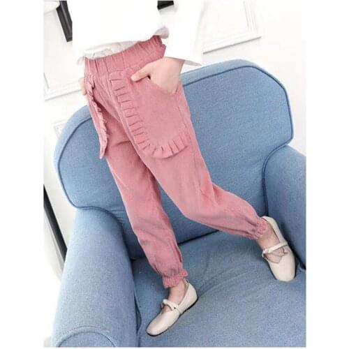 New Sale 2019 Children Girls Pants Pure Color Long Trousers Autumn Pants Warm Soft Spring Baby Girls Straight Pants With Pockets
