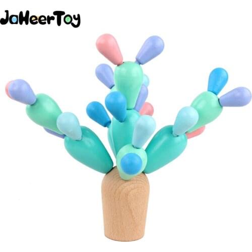 JaheerToy a kind of Cactus Assembled Toys for Children Wooden Blocks Montessori Educational Lovely Kids Gifts