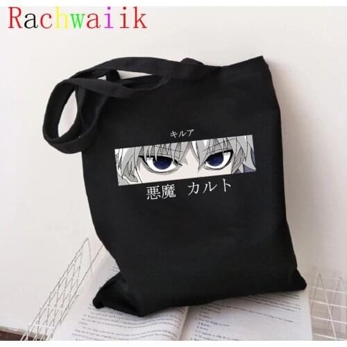 Japanese Anime hunter x hunter Eco Canvas Shopper Bag Manga Tote Harajuku Women Shoulder Bag Killua Zoldyck Hisoka Shopping Bag