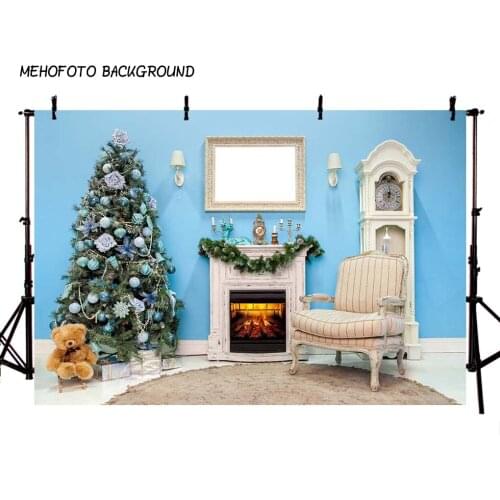 Photography Backdrops Christmas Background Fireplace Tree Winter Snow Window Interior Baby Birthday Background For Photo Studio