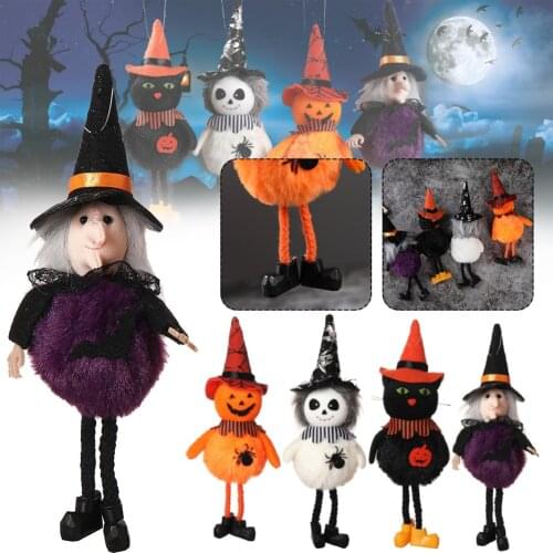 Halloween Doll Bar Decor Pumpkin Ghost Witch Black Cat Pendant Scary Multi-colored