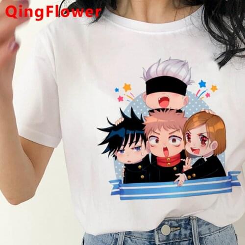Jujutsu Kaisen Gojo Satoru Yuji Itadori clothes female harajuku 2021 couple white t shirt t-shirt aesthetic plus size