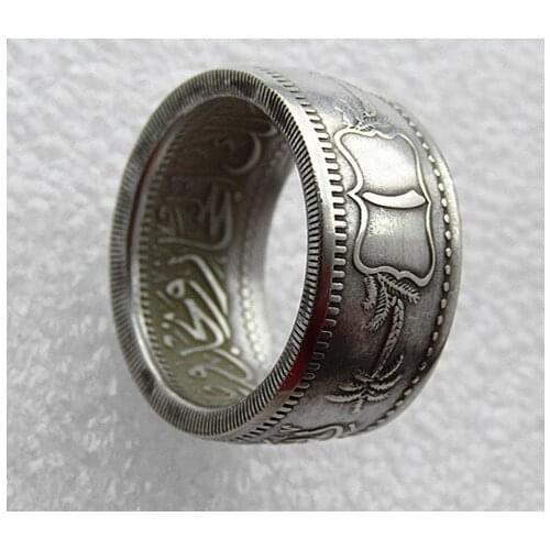 Handmade Ring By SA(08)AH 1346 (1928) Saudi Arabia 1 Riyal Silver Plated Copy Coins In Sizes 8-16