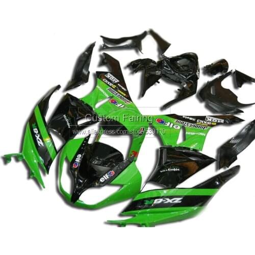 Bodywork fairing kit for Kawasaki ZX6R ZX-6R Ninja 0912 2009 2010 2011 2012 green black fairings CD38