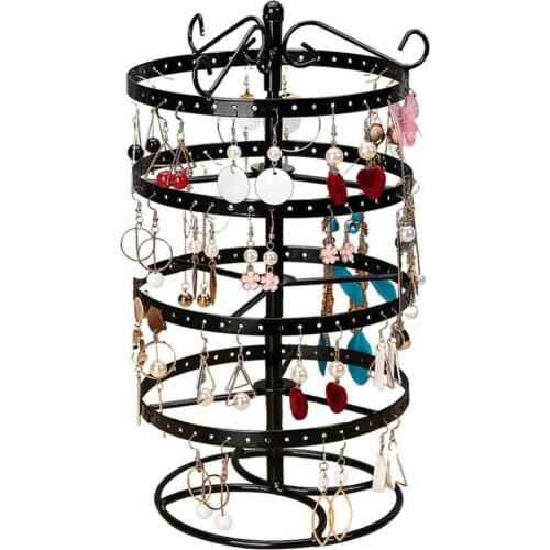 80% Hot Sales 4 Tier Round Rotating Alloy Earrings Jewelry Holder Stand Organizer Display Rack