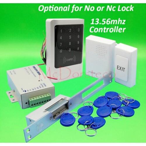 Touch Keypad Metal Waterproof door Access Control Full 13.56mhz IC Door Lock control system Kit Yli long type No Nc Strike Lock