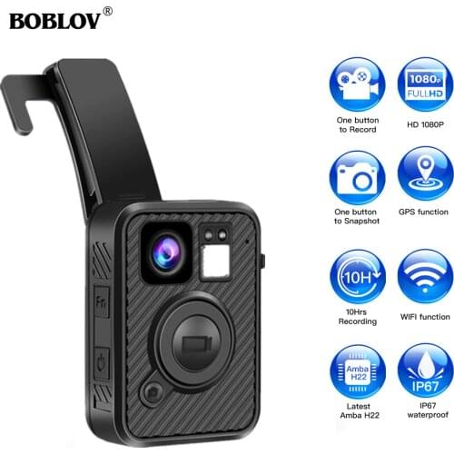 Boblov Mini Camera F1 64GB Body Worn Cam WIFI GPS For Law Enforcement 10H Recording Night Vision DVR Recorder Camera Police