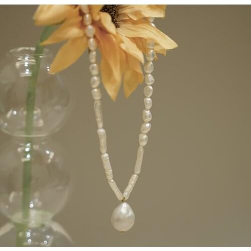 Trendy Baroque Pearl Pendant Necklace 3 Different Shape Irregular Freshwater Pearl Necklace 2021 Hot Easy Collocation Jewelry