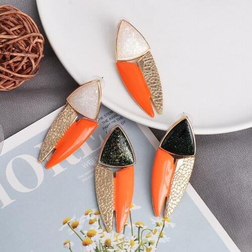 JUJIA Trendy Resin Acrylic Drop Dangle Earrings For Women Bohemian Geometric Fashion Pendant Stone Earring Wedding Jewelry