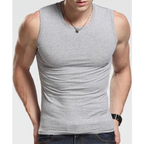 New Men Tank Tops Solid Color Sleeveless Round Neck Casual Vest Slim Fit Gym Bodybuilding Fitness Muscle Tank Top Undershirt