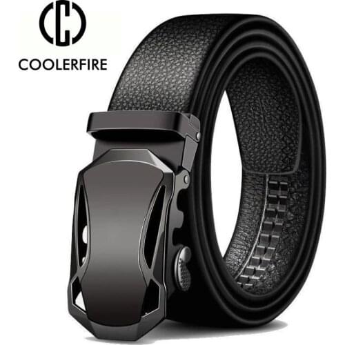 Men Belts Metal Automatic Buckle Brand High Quality Leather Belts for Men Famous Brand Luxury Work Business Strap ZDP001D