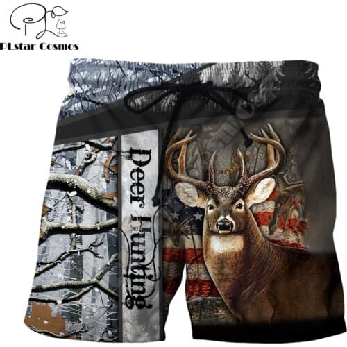 Moose and Deer Hunting 3D All Over Printed Mens Shorts Unisex Streetwear Summer Beach Loose Shorts Casual Pants Polyester SDM18