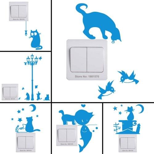 Wall Sticker Cat Stickers Glowing in the Dark Room Decoration Luminous Stickers for Switch Bedroom Furniture Kitchen Home Decor