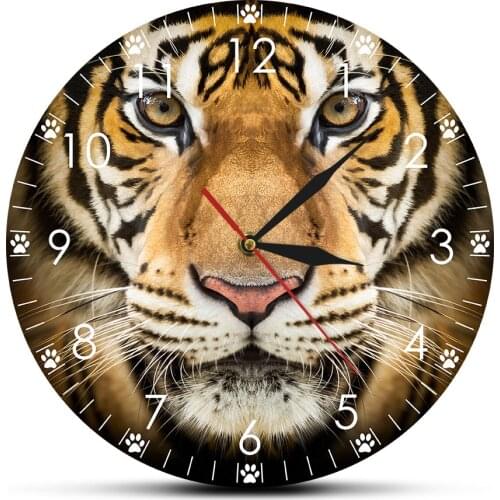 Wildlife Animals Siberian Tiger Face 12 inch Hanging Wall Clock Quartz Clock Battery Operated Watch reloj de pared saat