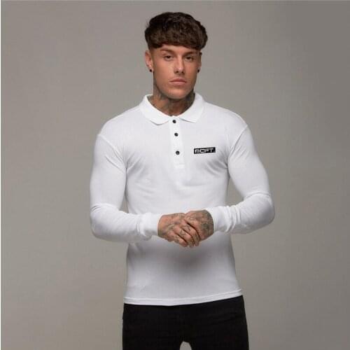 2020 New Spring Mens Printed Long Sleeve Polo Shirts Fashion Male Solid Stand Collar Polo Shirt Male Bodybuilding Sports Shirt