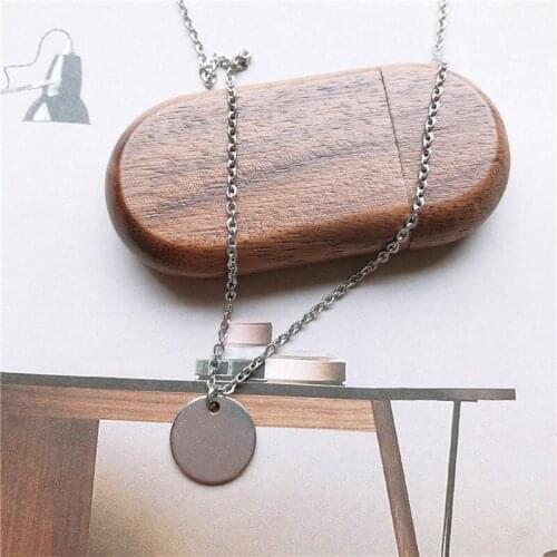 Classic Simple Circle Piece Pendant Necklace Stainless Steel Necklace Women Fashion Exquisite Accessories Wedding Party Jewelry