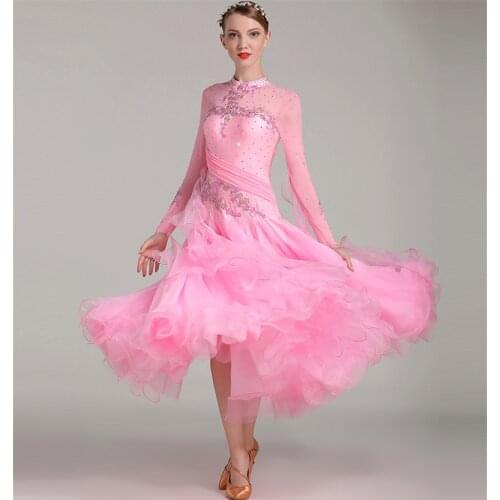 Women modern dance dress high-grade ballroom dance clothes standard ball dance performance costumes waltz diamonds dress S7002