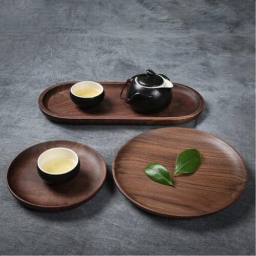 Black Walnut Solid Wood Hot Pot tray Fruit Dessert Plate Restaurant Presenting Plate B&B Hotel Fast Food Customized Dry Tea Tray