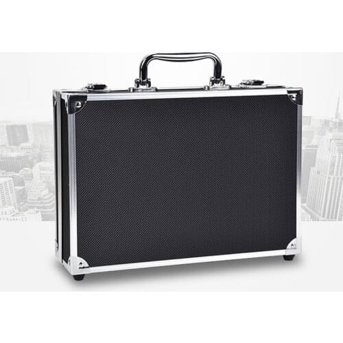 Portable Household Toolbox Aluminum-bonded Insurance Documents Acceptance Hardware Equipment Instrument Box Silver and Black