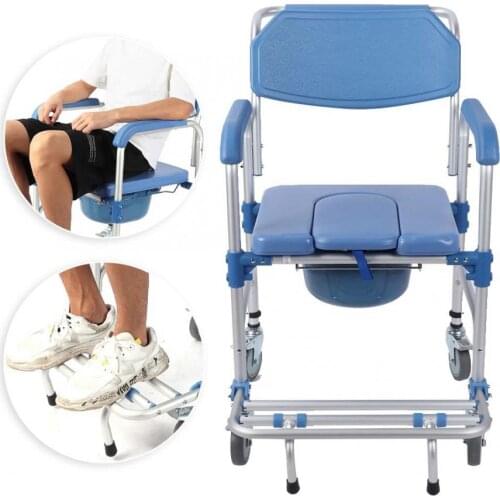Handicap Adjustable Folding Portable Mobile Toilet Chairs Bath Chair Commode Chair for Elderly Bedside