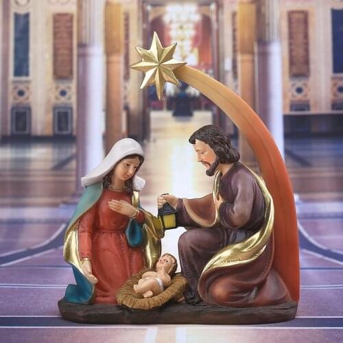 Christmas Home Decoration Holiday Gift Elegant Profile Nativity Set Include Holy Family Resin Decorative Figures Toys Gift #M2G