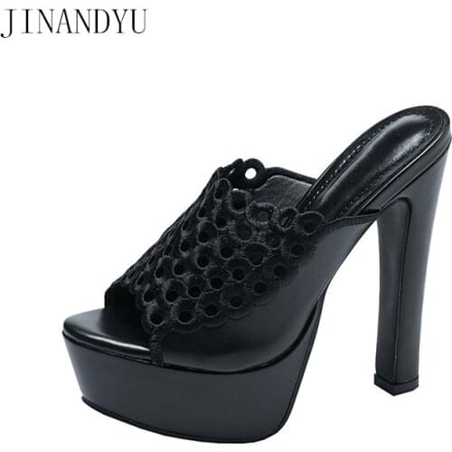Women Shoes High Heel Slipper Platform Sandals Black Chunky Heels Fashion Woman Slippers Summer High Heels Women Sexy Sandal