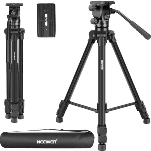 Neewer 66 Inches Video Tripod with Fluid Head - Aluminum Alloy Tripod with Pan Head for DSLR Camera, Video Camera and Camcorder