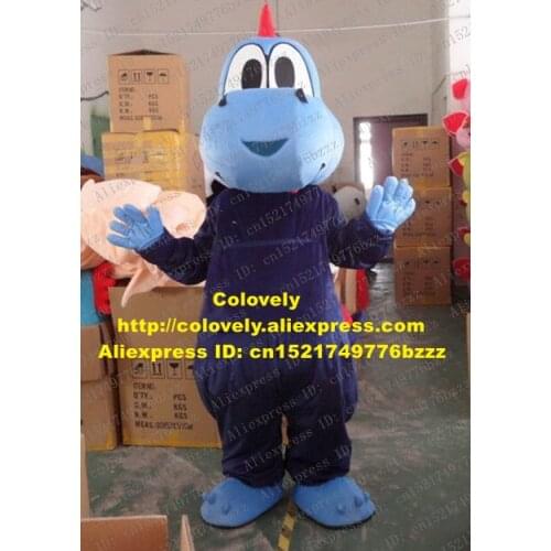 Cute Blue Yoshi Dinosaur Mascot Costume Mascotte Dino Phytodinosauria Adult With Big Eyes Much Big Red Thorns No.1060 Free Ship