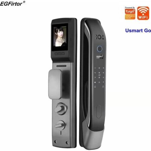 Wifi Smart Digital Camera Door Lock Tuya APP Remotely Keyless Entry Keypad Lock Biometric Fingerprint Password Smart Card Unlock