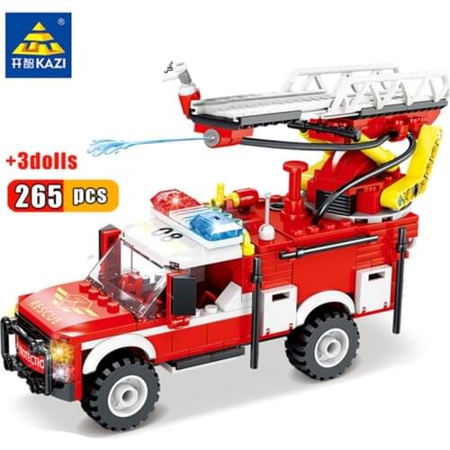 265pcs Kaizhi 80530 Rescue Fire Truck Boy Assembled Small Particle Building Block Toy Gifts
