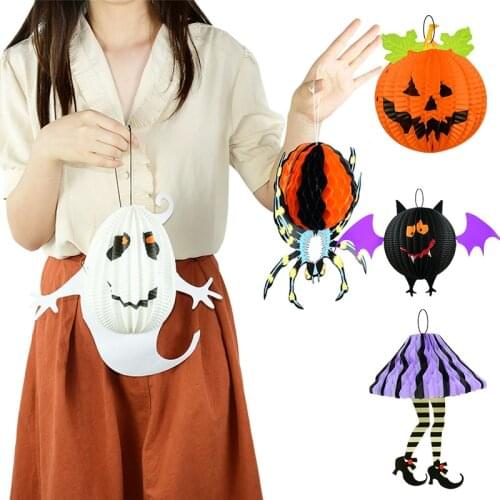 Halloween Decoration Honeycomb Pumkpin Bat Spider Ghost Witch Legs Hanging Ornament Holiday Halloween Party Supplies For Home