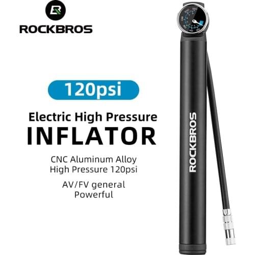 ROCKBROS Bicycle Pump Bike Electric Pump High Pressure Inflator Aluminum Alloy USB Charging Waterproof Cycling Pump