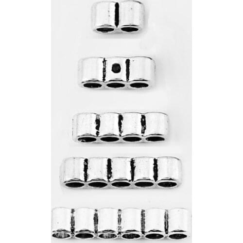 10pcs Antique Silver Color 3mm Leather Sliders Separator Spacers for 2 3 4 5 6 Strands Round Leather Cord Jewelry Findings