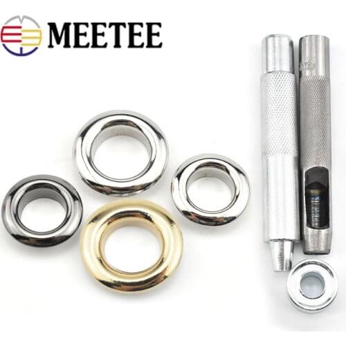 100Sets Meetee 4-10mm 3Colors Metal Eyelets Buckles with Installer Die Punch Tool DIY Clothing Belt Leather Craft Grommet Button