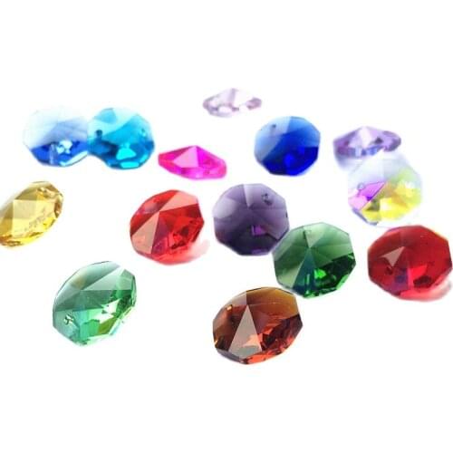 Nice Mixed Color 100pcs Crystal Glass Octagon Beads 1 Hole for Chandeliers parts,crystal Curtain Accessories Decoration