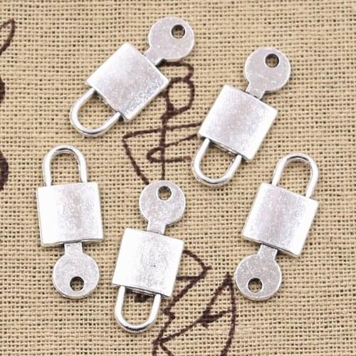 15pcs Charms Key Unlock Lock 25x10mm Antique Silver Color Plated Pendants Making DIY Handmade Tibetan Finding Jewelry