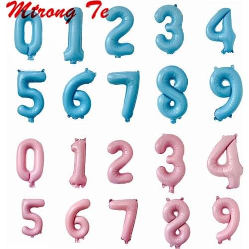 16inch Light Pink Blue Slim Number Foil Balloons Helium Ballons Birthday Party Wedding Decor Air Baloons Event Party Supplies
