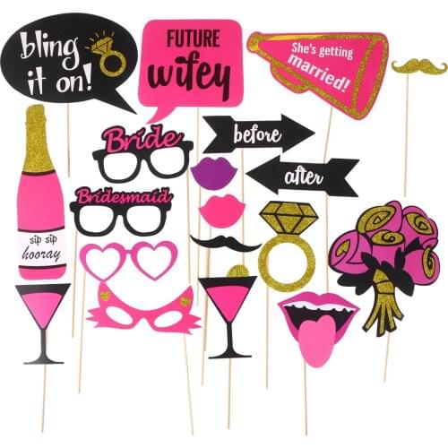 19pcs Bachelor Party Photobooth Props Beard Lips Party Decorations Camera Cocktail Photo Booth Props Selfie Stick Prop On Stick