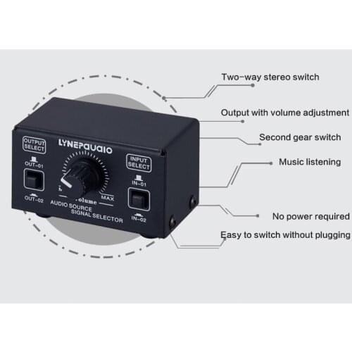 2 In 2 Out Audio Source Signal Selection Switcher Headphone Speaker Switcher Output Volume Adjustment Lossless Preamplifier