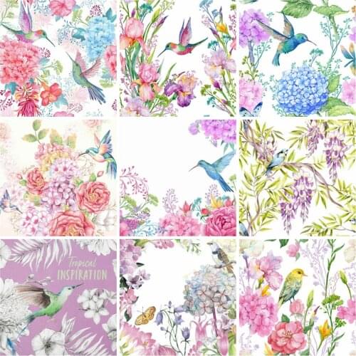 Huacan 5d Diamond Painting Flower Bird Wall Stickers Embroidery Mosaic Peony Floral Animal Diamond Art