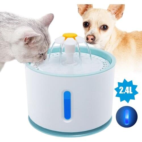 2.4L Automatic Cat Water Fountain Dispenser Electric USB Dog Cat Drinker Feeder Bowl Mute Pet Drinking Fountain With LED