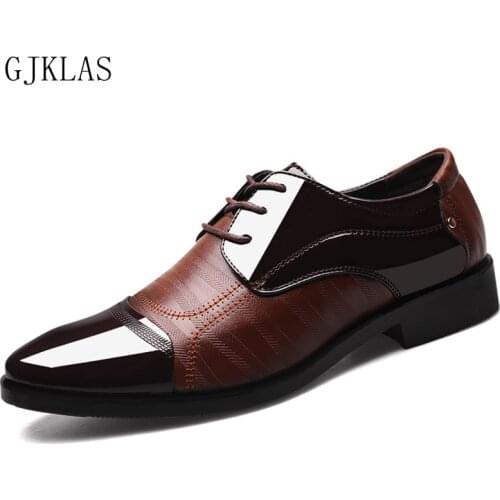 Big Size 48 Wedding Dress Men Shoes Leather Business Formal Shoe Brown Black Patent Leather Shoes Men Classic Elegant Shoes