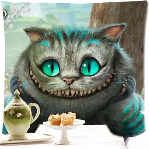 Cotton Linen Pillow Case Alice in Wonderland Printing Bed Home Decor Cushion Cover Custom Decorative Pillowscases 45*45CM