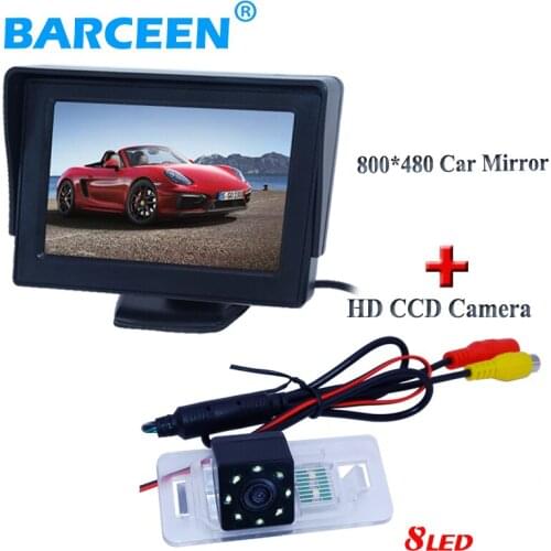 Color hd lcd TFT car reserve parking monitor bring 4.3" lcd display with 8 led car rearview camera for BMW 3 /5 Series