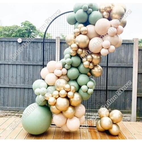 Wedding Birthday Party Decor Avocado Green Gold Cream Peach Latex Balloon Garland Arch Holiday Event Backgound Baby Shower Decor