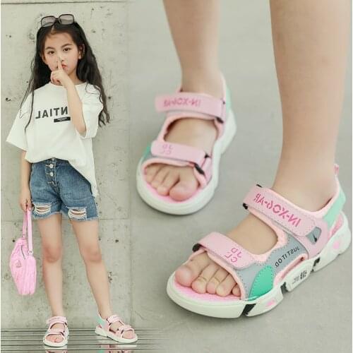 Kids Shoes for Girl Sandals Pink Sandals Popular Fashionable and Antiskidr Beach Baby Girls Shoes Velcro