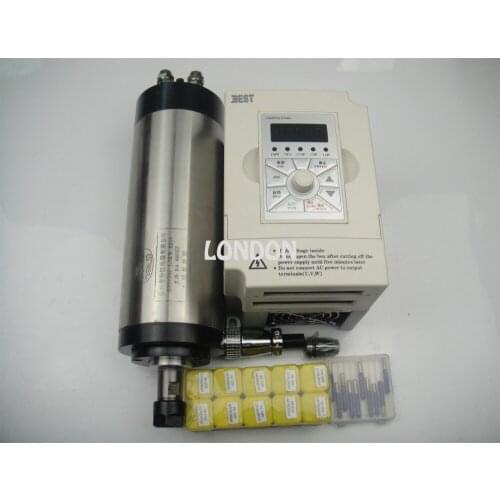 ER16 diameter 80mm 220V water cooling 1.5KW spindle with 4 pieces bearing for cncmachine+1.5KW VFD+ER16+cnc bits